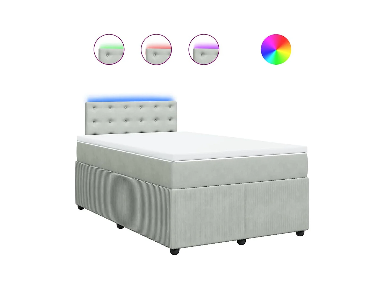 Cama boxspring com colchão 120x190 cm veludo cinzento-claro