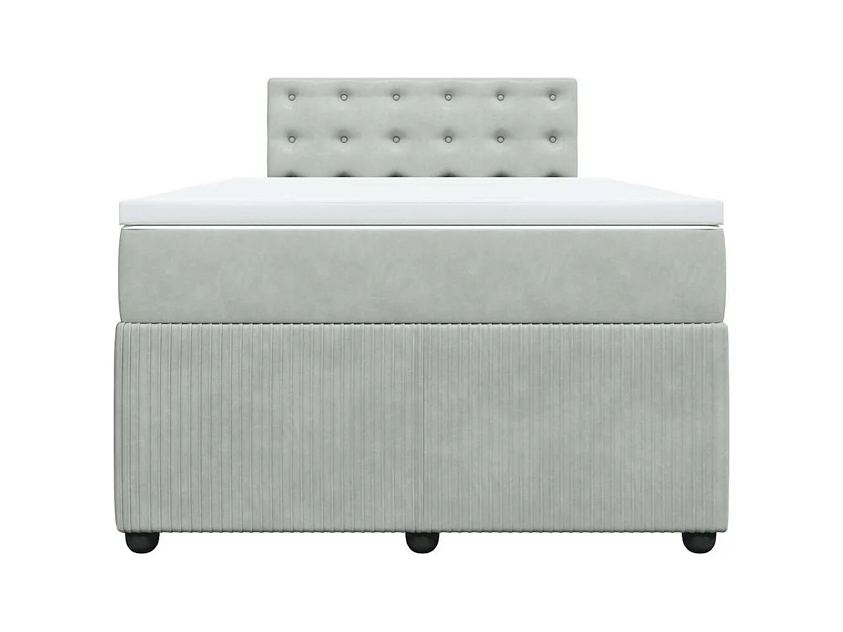 Cama boxspring com colchão 120x190 cm veludo cinzento-claro