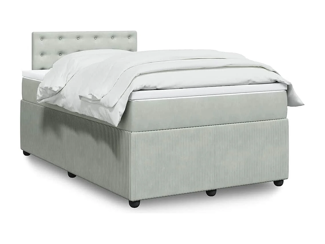 Giroletto a Molle con Materasso Grigio Chiaro 120x190cm Velluto