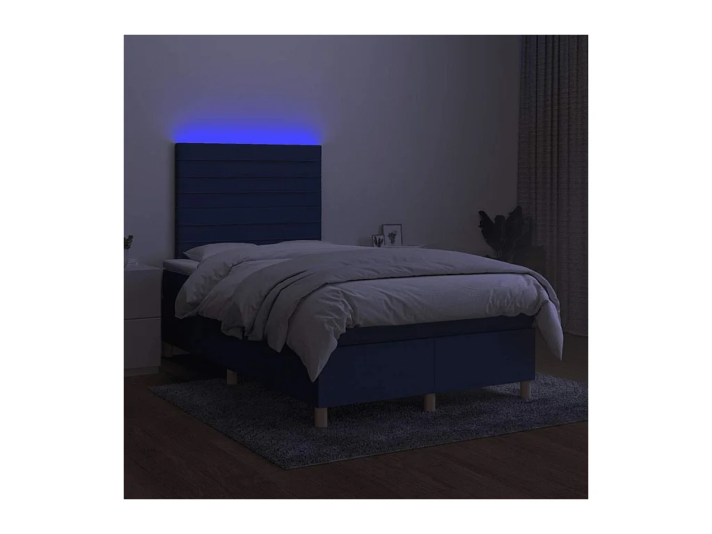 Boxspring met matras en LED stof blauw 120x190 cm