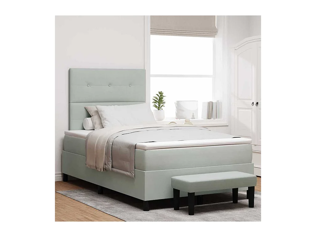 Boxspringbett mit Matratze Hellgrau 120 x 200 cm Samt