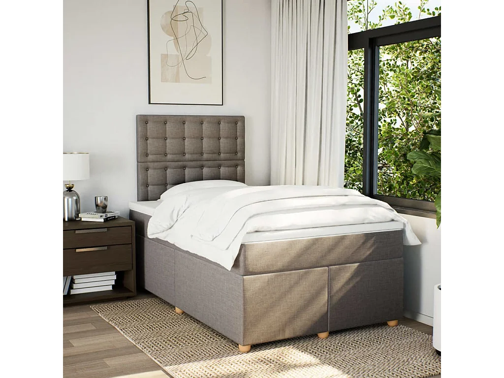 Sommier à lattes de lit avec matelas taupe 120x190 cm tissu