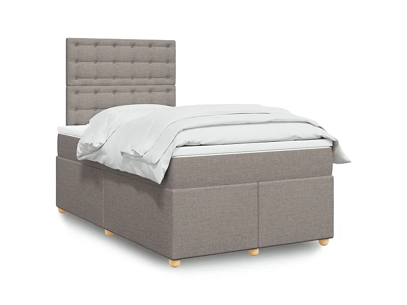 Cama boxspring c/ colchão 120x190cm tecido castanho-acinzentado