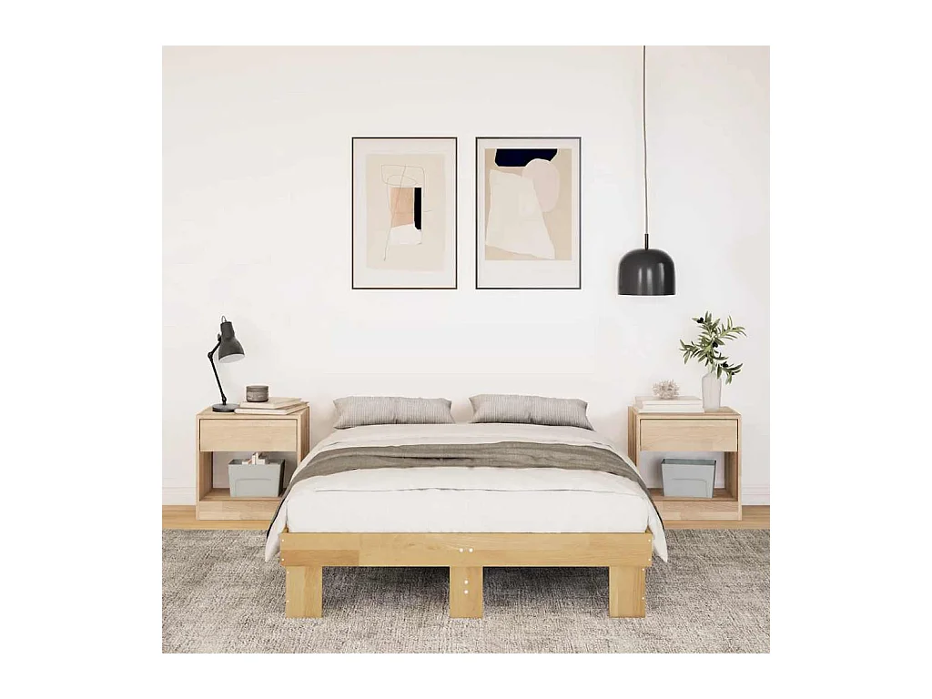Cadre de lit sans matelas 120x190 cm bois massif de chêne
