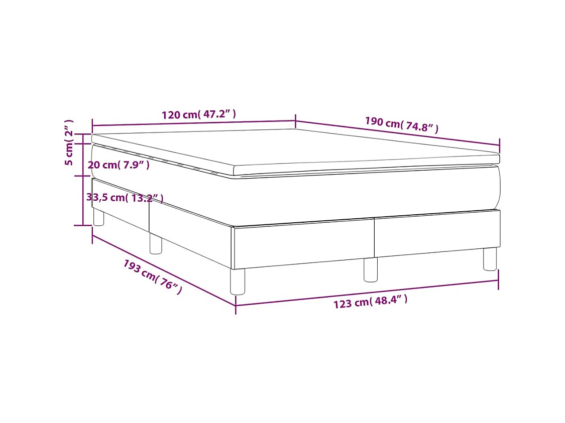 Sommier à lattes de lit et matelas bleu foncé 120x190cm velours