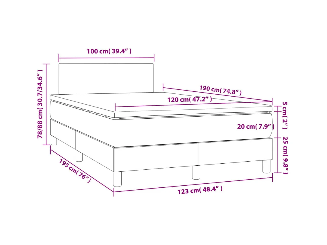 Giroletto a Molle con Materasso Rosa 120x190 cm in Velluto