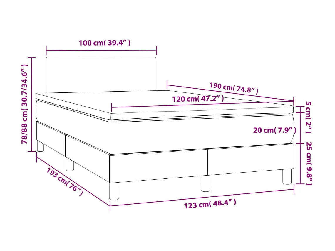 Boxspringbett mit Matratze Rosa 120x190 cm Samt