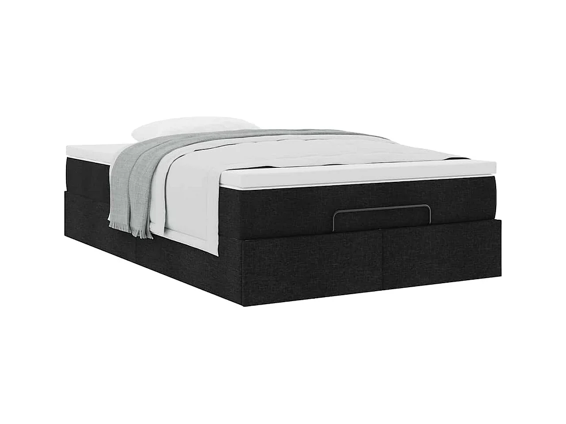 Cadre de lit ottoman avec matelas noir 120x190 cm tissu