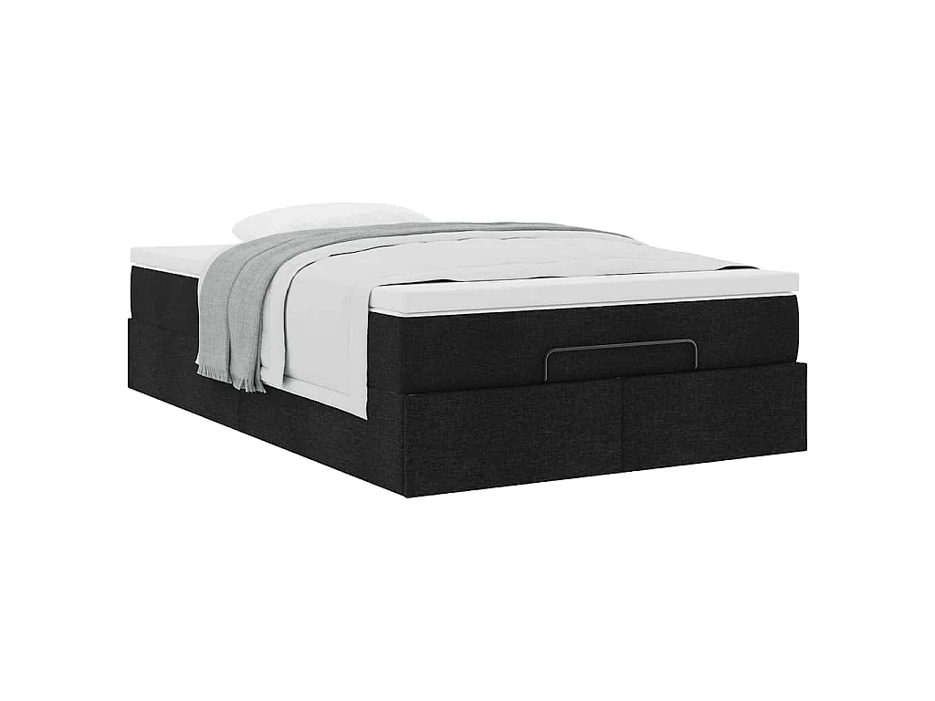 Ottoman-Bett mit Matratze Schwarz 120x190 cm Stoff