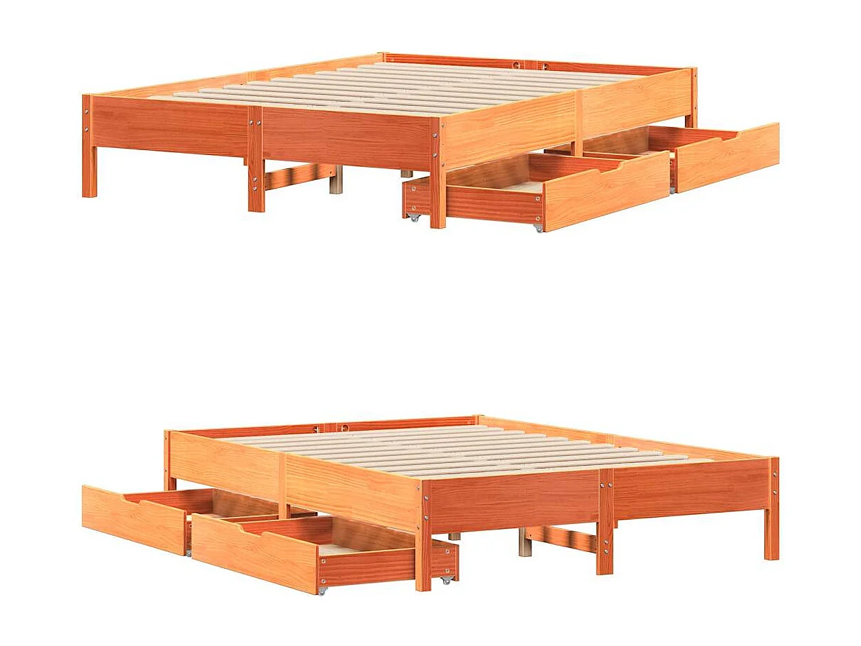 Letto senza Materasso Marrone Cera 120x190 cm in Legno di Pino