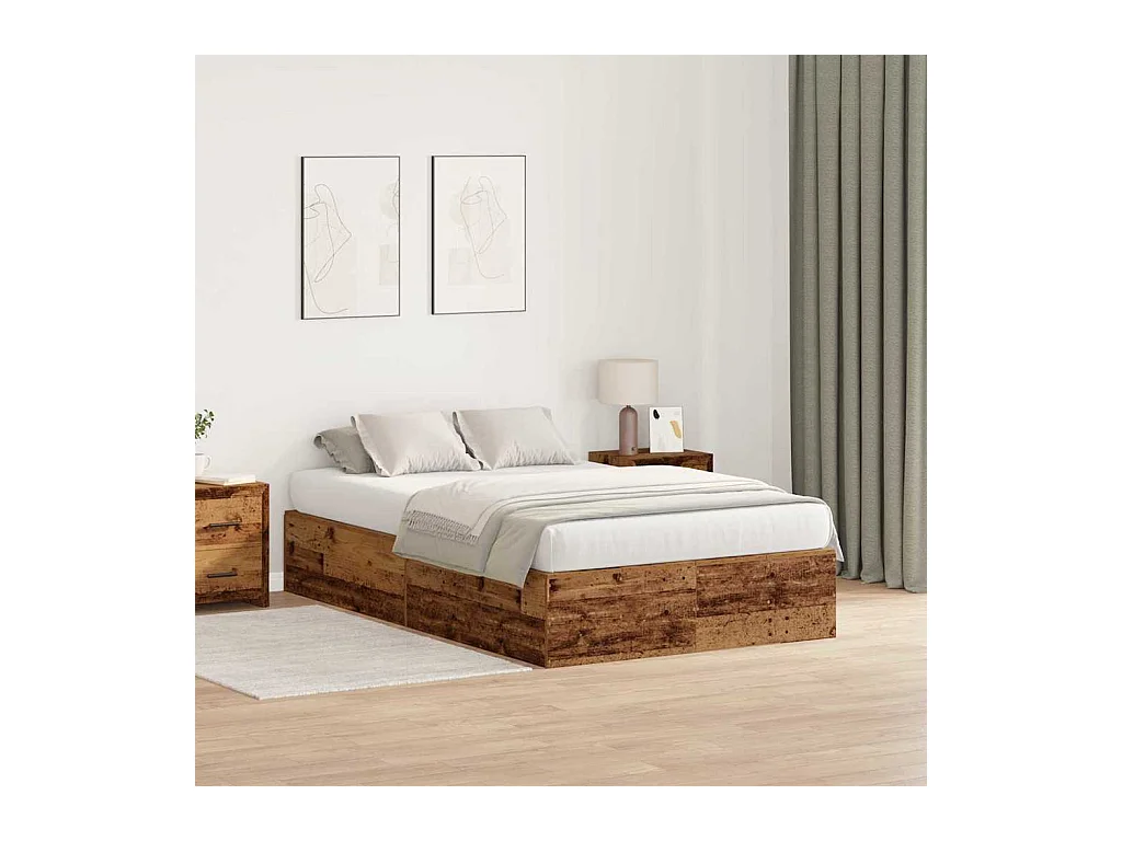 Cadre de lit Bois ancien 120 x 190 cm Bois d'ingénierie