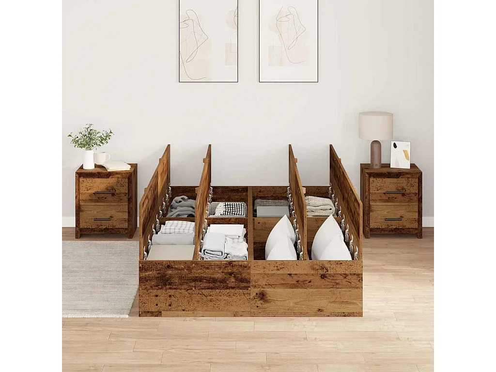 Cama con almacenamiento Madera Vieja 120 x 190 cm