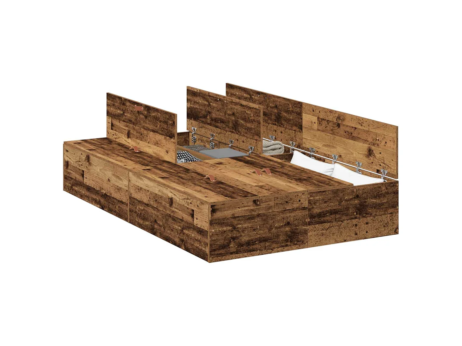 Opbergbedframe met opslag Oud Hout 120 x 190 cm Bewerkt hout