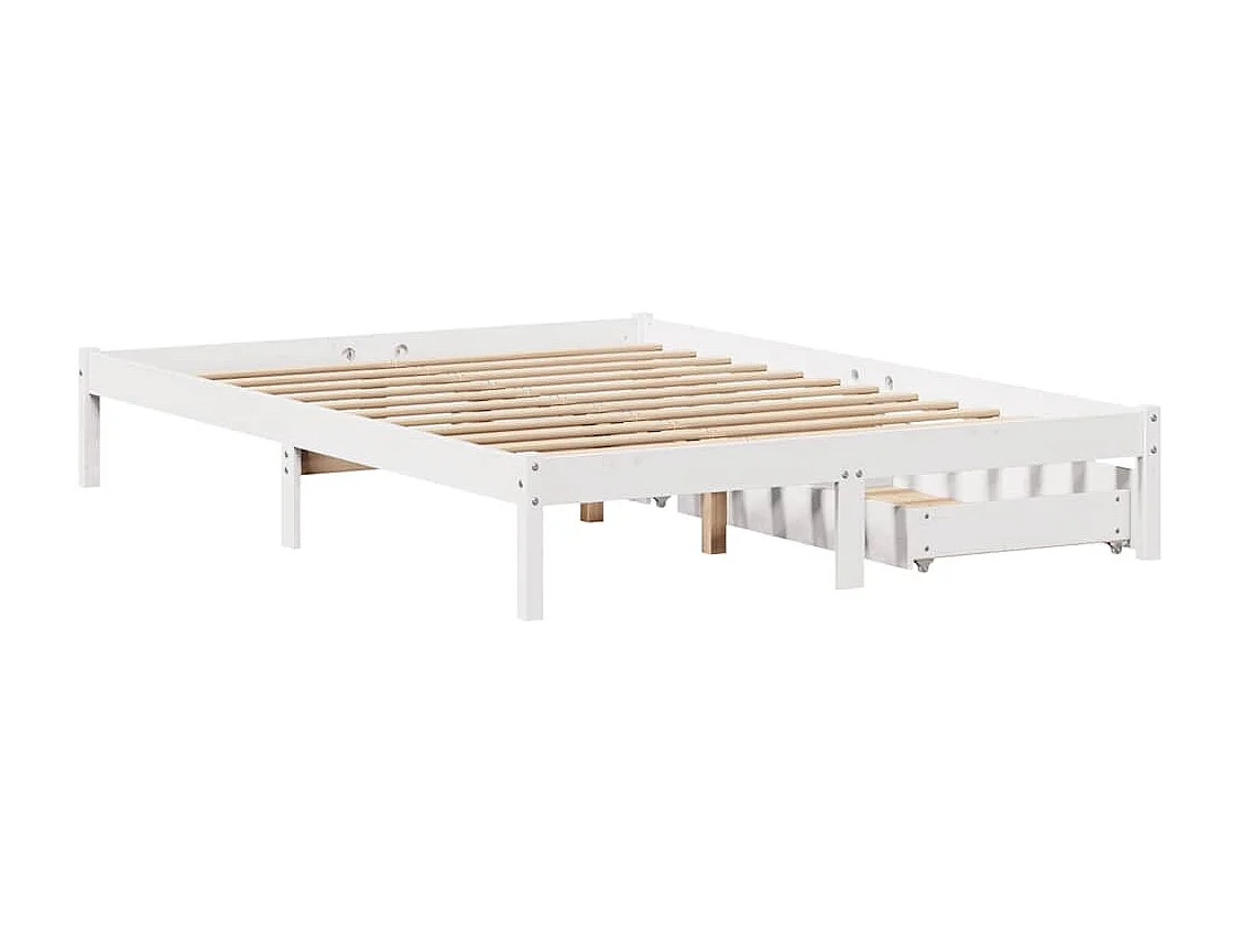 Letto senza Materasso Bianco 120x190 cm Legno Massello di Pino