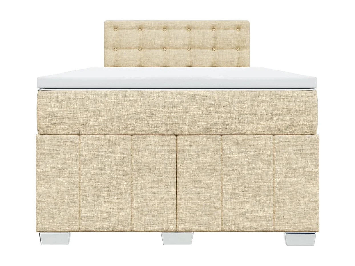 Cama box spring con colchón tela color crema 120x190 cm