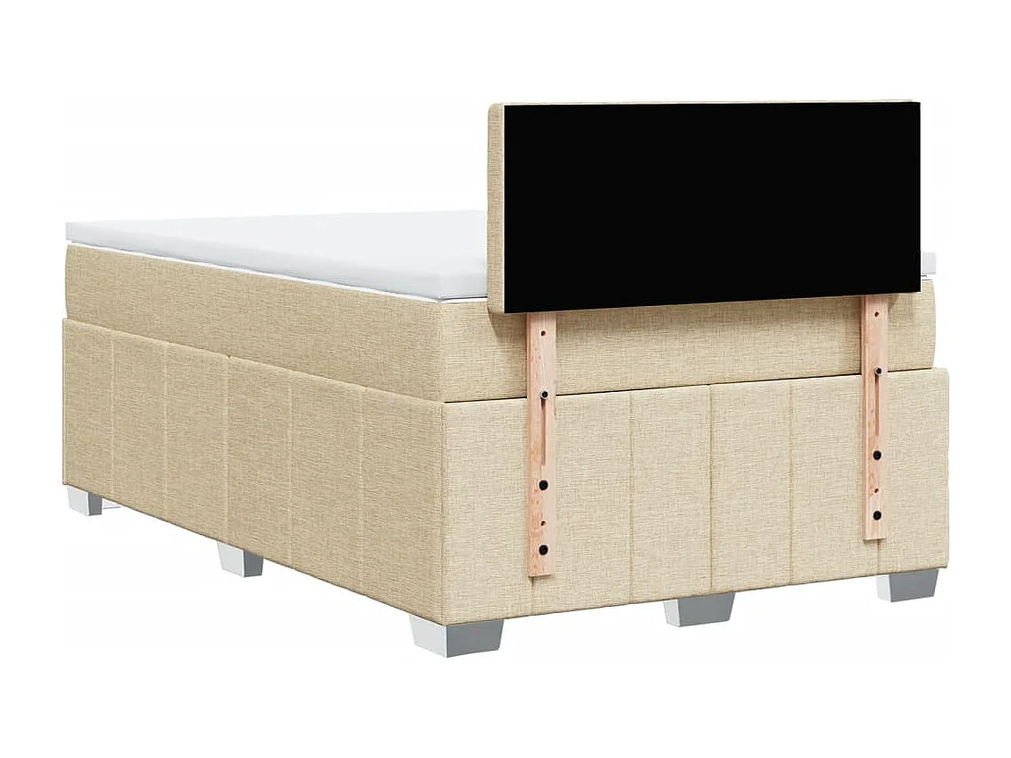 Cama box spring con colchón tela color crema 120x190 cm