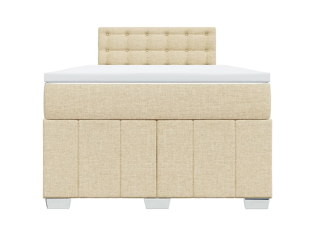 Sommier à lattes de lit avec matelas crème 120x190 cm tissu