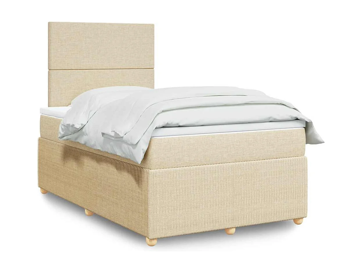 Giroletto a Molle con Materasso Crema 120x190 cm in Tessuto