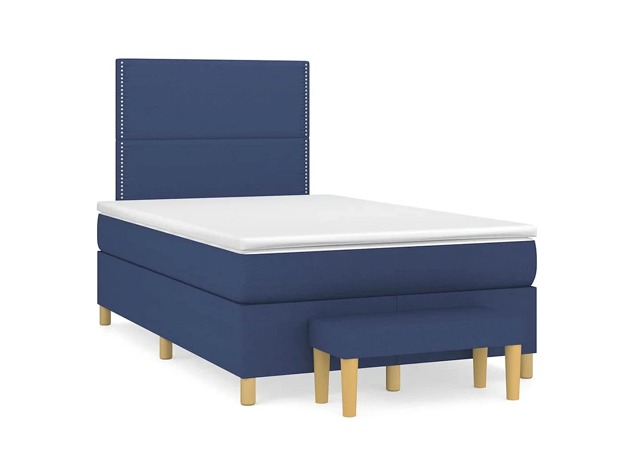 Sommier à lattes de lit avec matelas bleu 120x190 cm tissu