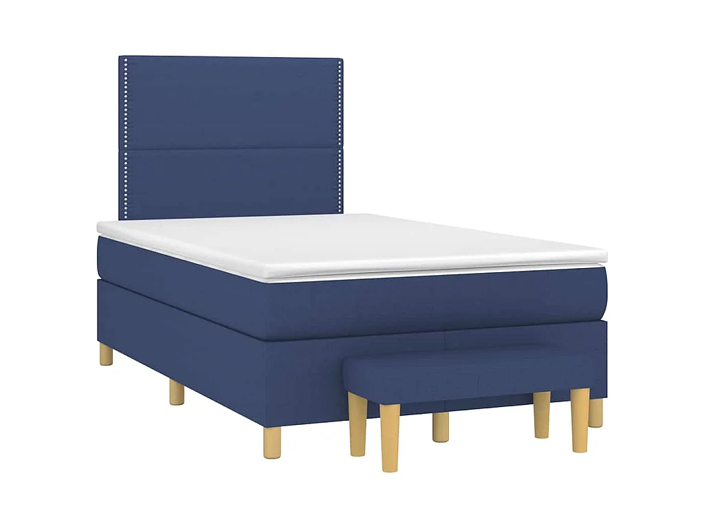 Sommier à lattes de lit avec matelas bleu 120x190 cm tissu