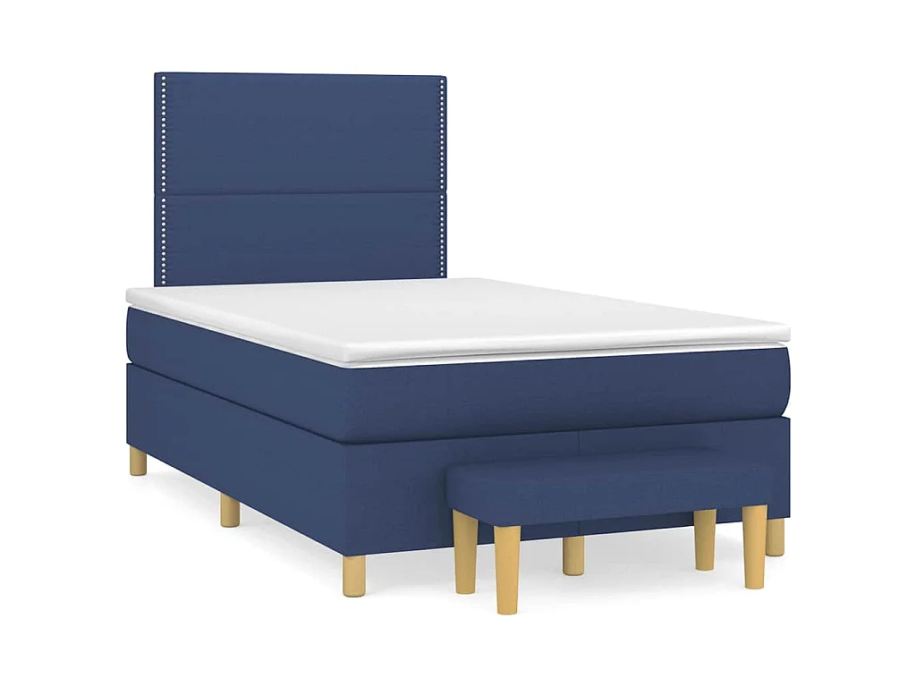 Sommier à lattes de lit avec matelas bleu 120x190 cm tissu