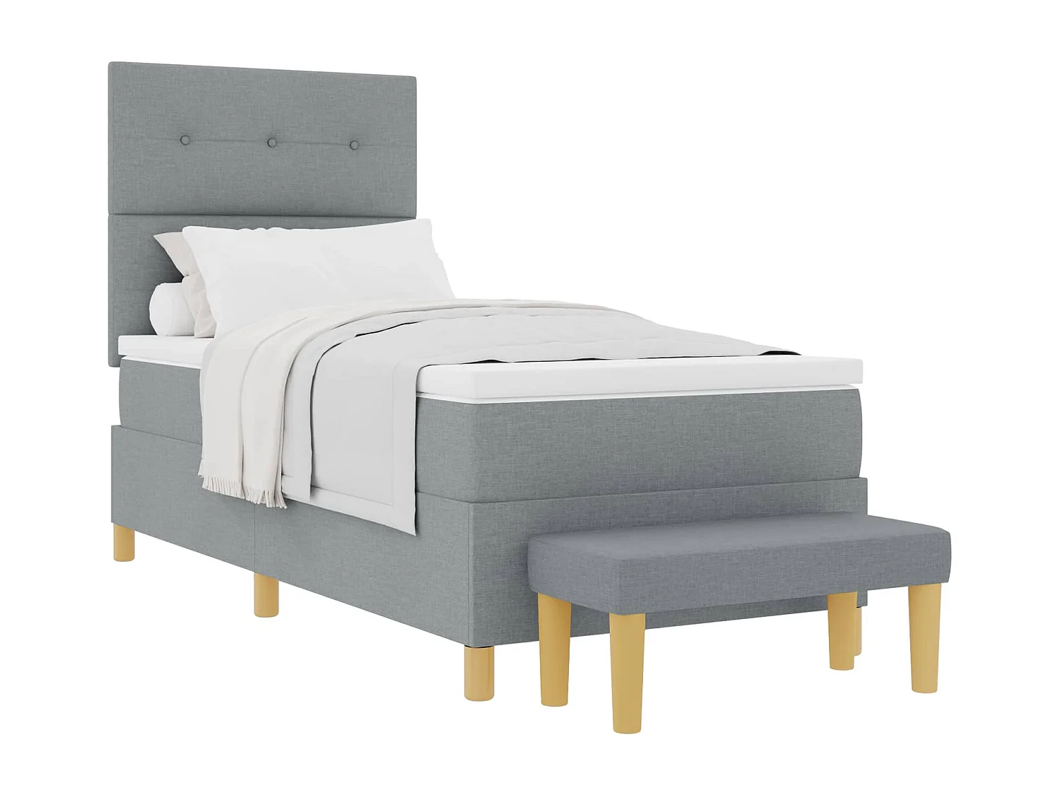 Letto a molle con testiera Grigio chiaro 200 x 100 cm Tessuto