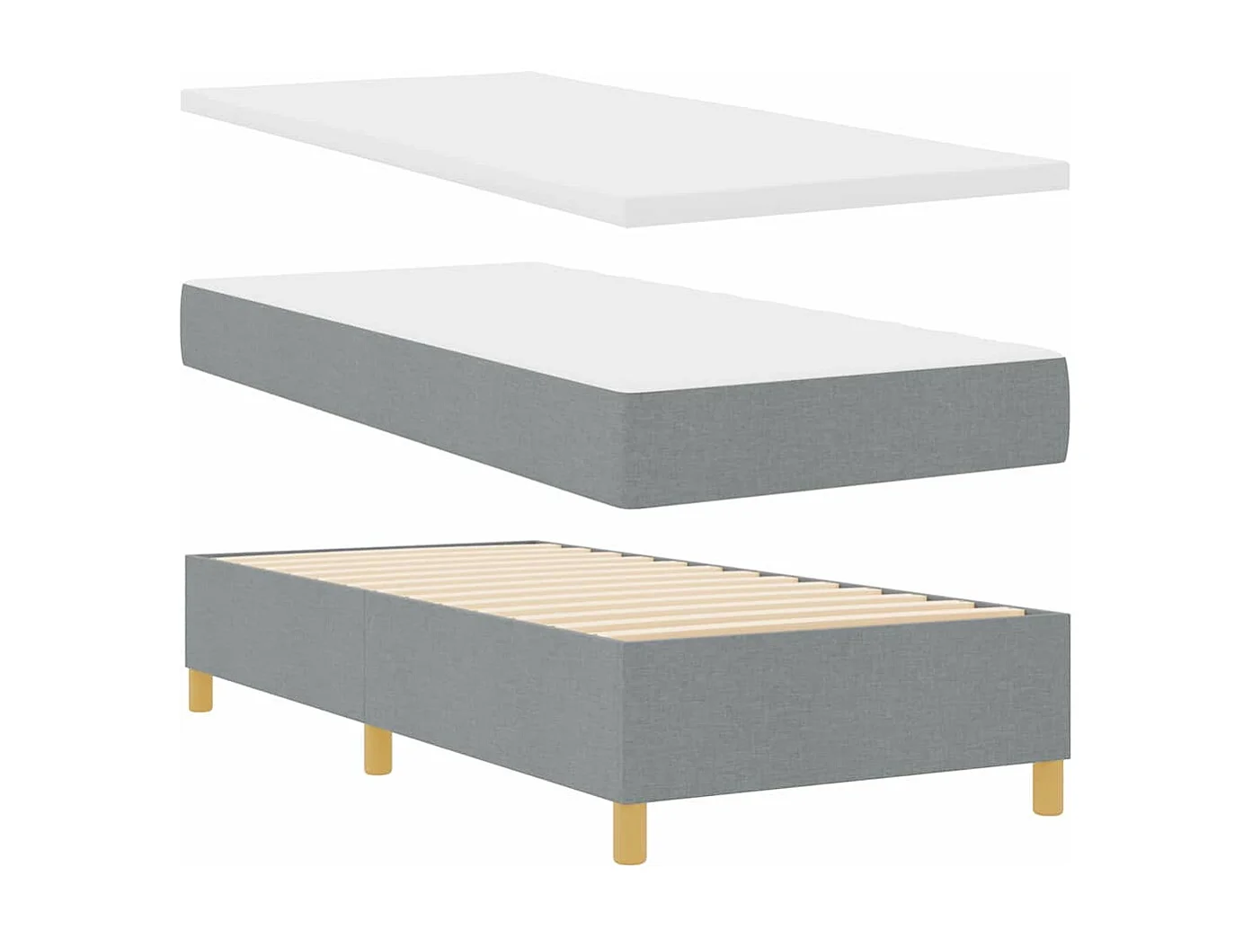 Letto a molle con testiera Grigio chiaro 200 x 100 cm Tessuto