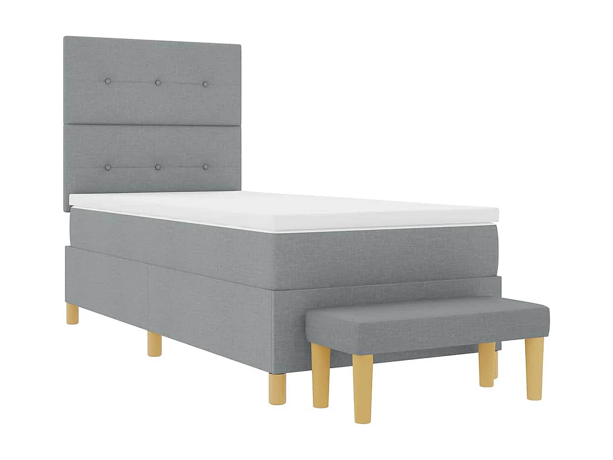 Letto a molle con testiera Grigio chiaro 200 x 100 cm Tessuto