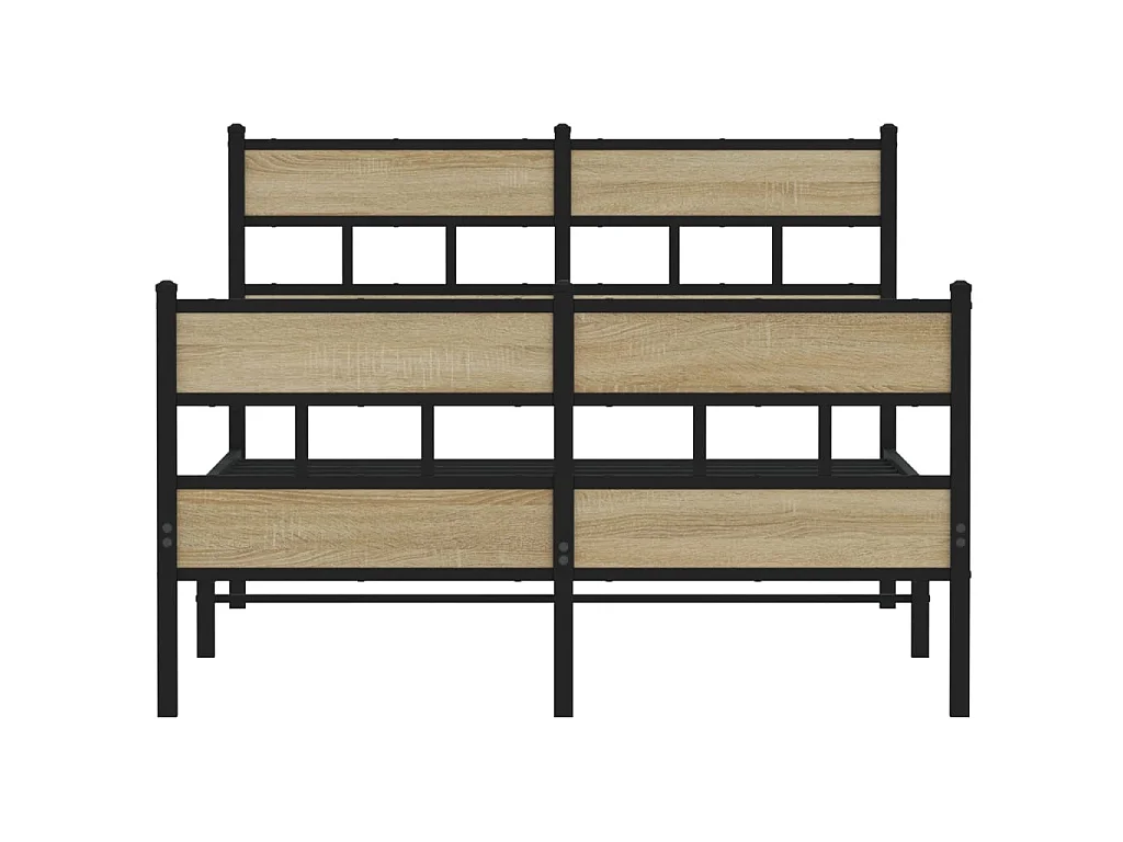 Cadre de lit en métal sans matelas chêne sonoma 120x190 cm