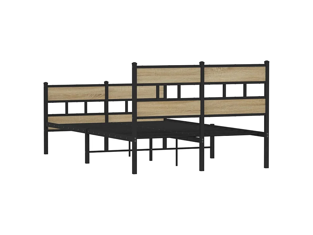 Cadre de lit en métal sans matelas chêne sonoma 120x190 cm