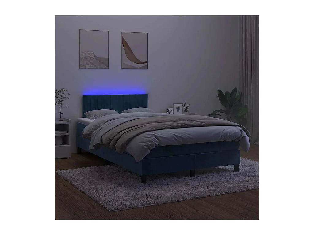 Boxspring met matras en LED fluweel donkerblauw 120x190 cm
