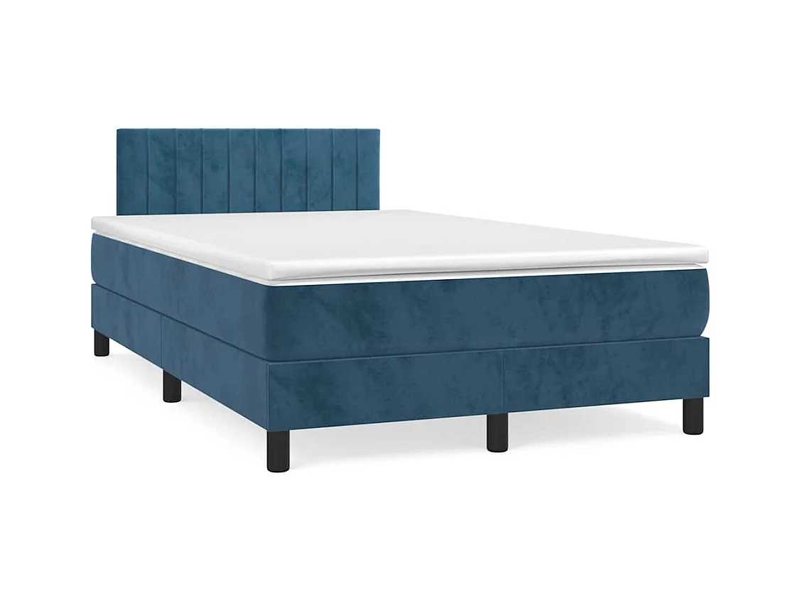 Sommier à lattes de lit avec matelas LED bleu foncé 120x190 cm