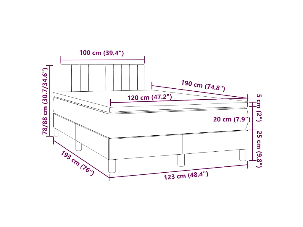 Boxspringbett mit Matratze & LED Dunkelblau 120x190 cm Samt