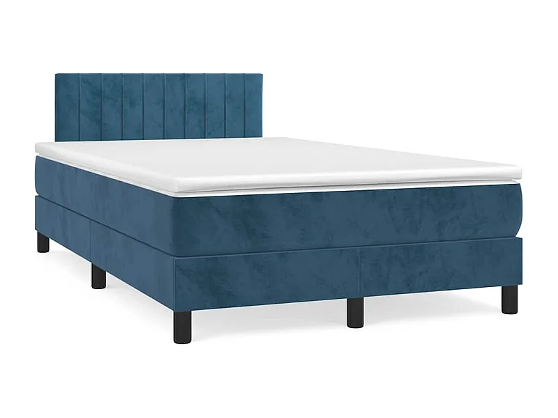 Letto a Molle con Materasso e LED Blu Scuro 120x190 cm in Velluto
