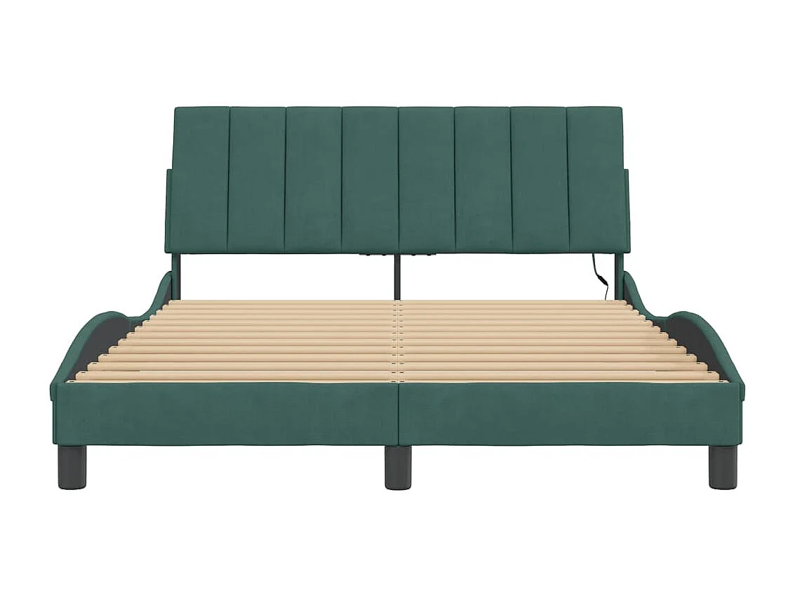 Cadre de lit avec LED sans matelas Hanko vert foncé 120x200cm velours