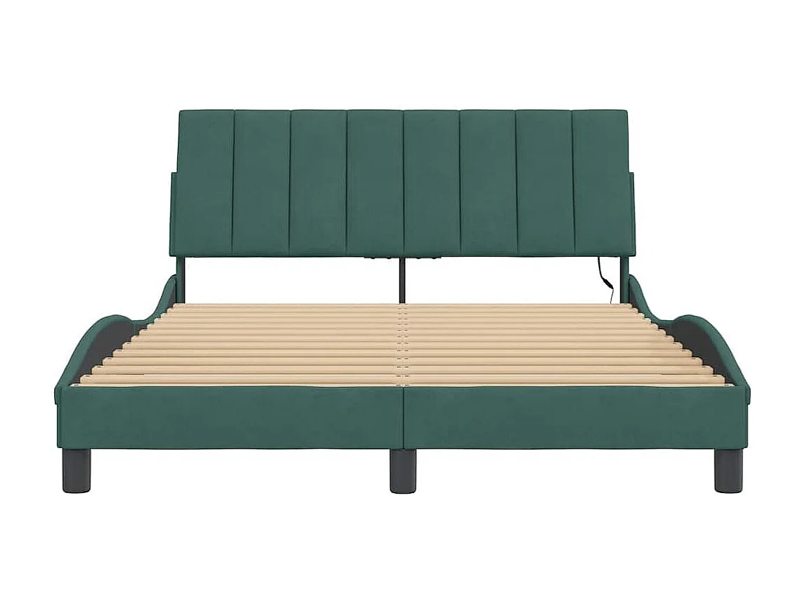 Bedframe met LED zonder matras "Hanko"  fluweel donkergroen 120x200 cm