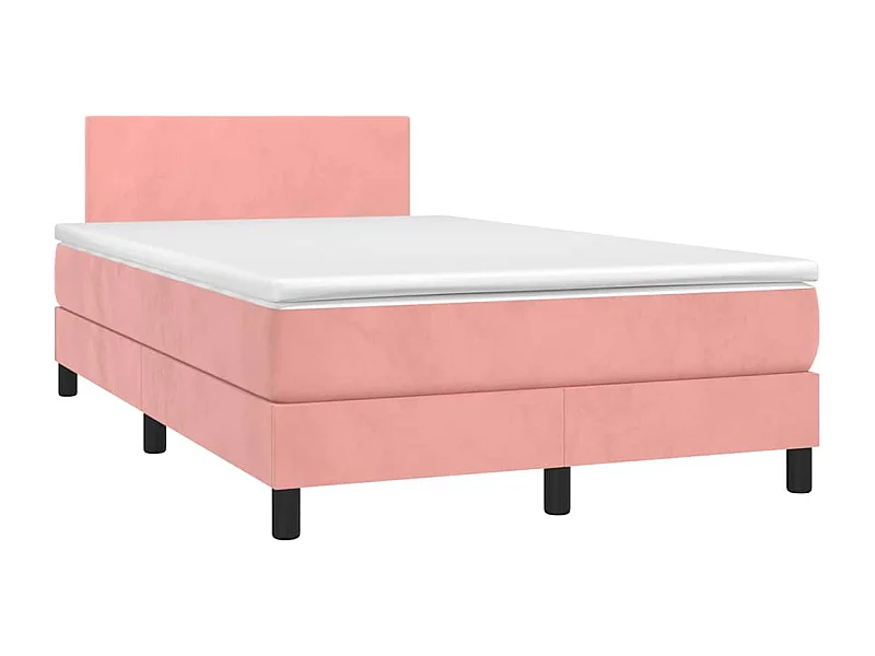 Sommier à lattes de lit et matelas LED rose 120x190 cm velours