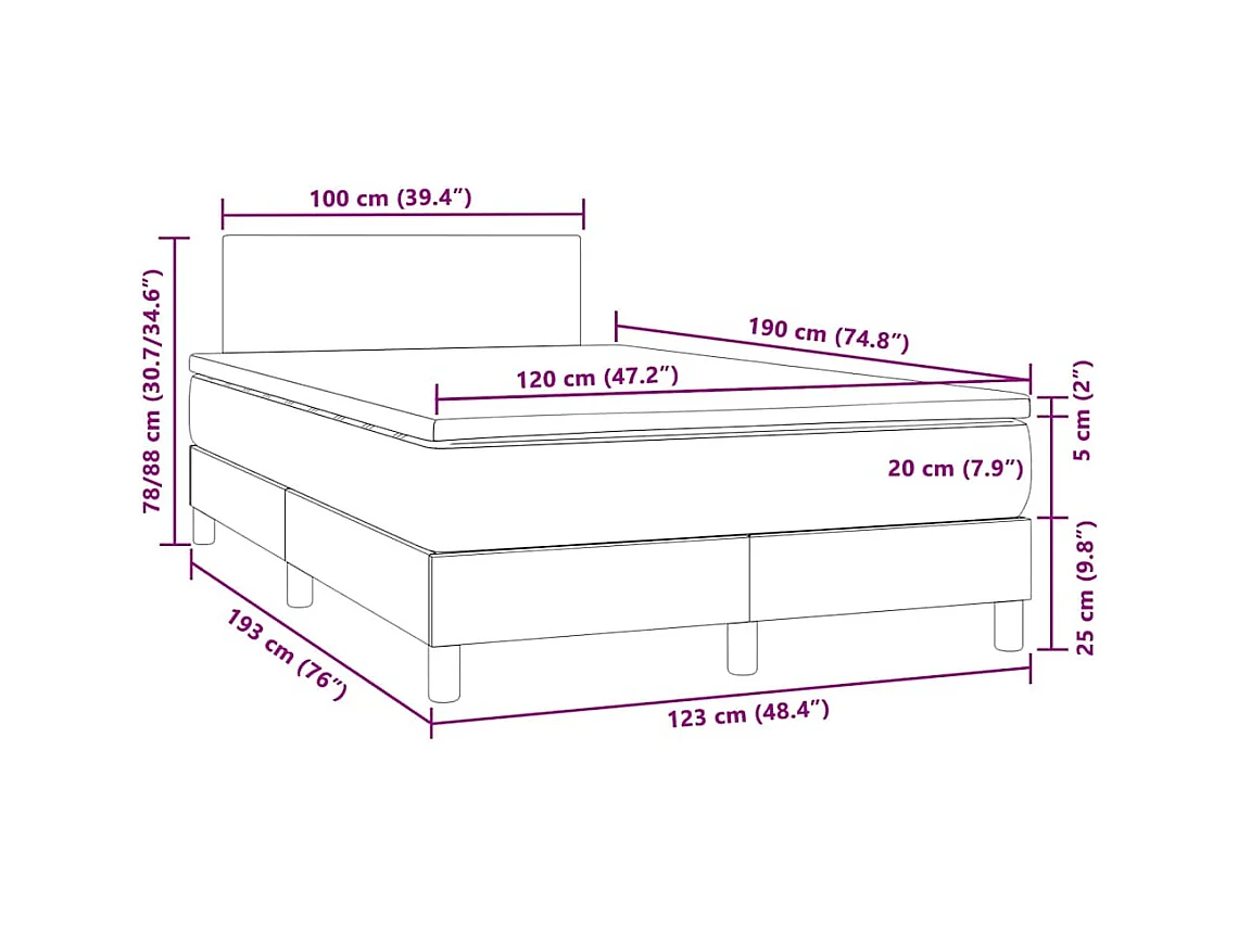 Sommier à lattes de lit et matelas LED rose 120x190 cm velours