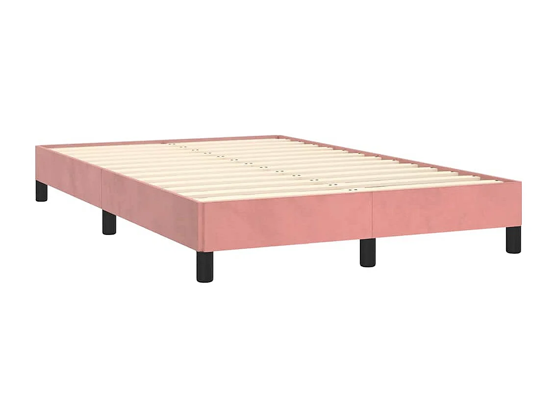 Sommier à lattes de lit et matelas LED rose 120x190 cm velours