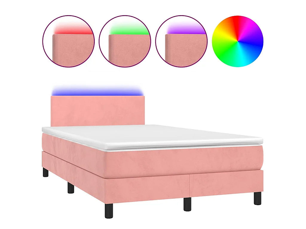 Boxspringbett mit Matratze & LED Rosa 120x190 cm Samt