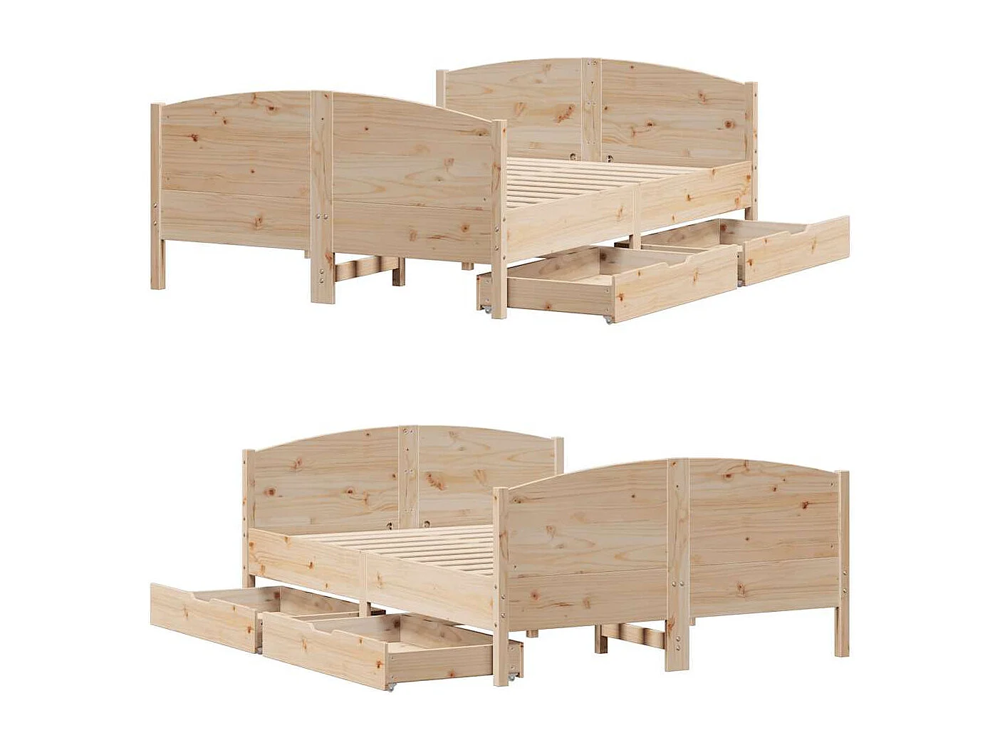 Estructura de cama sin colchón madera maciza de pino 120x190 cm