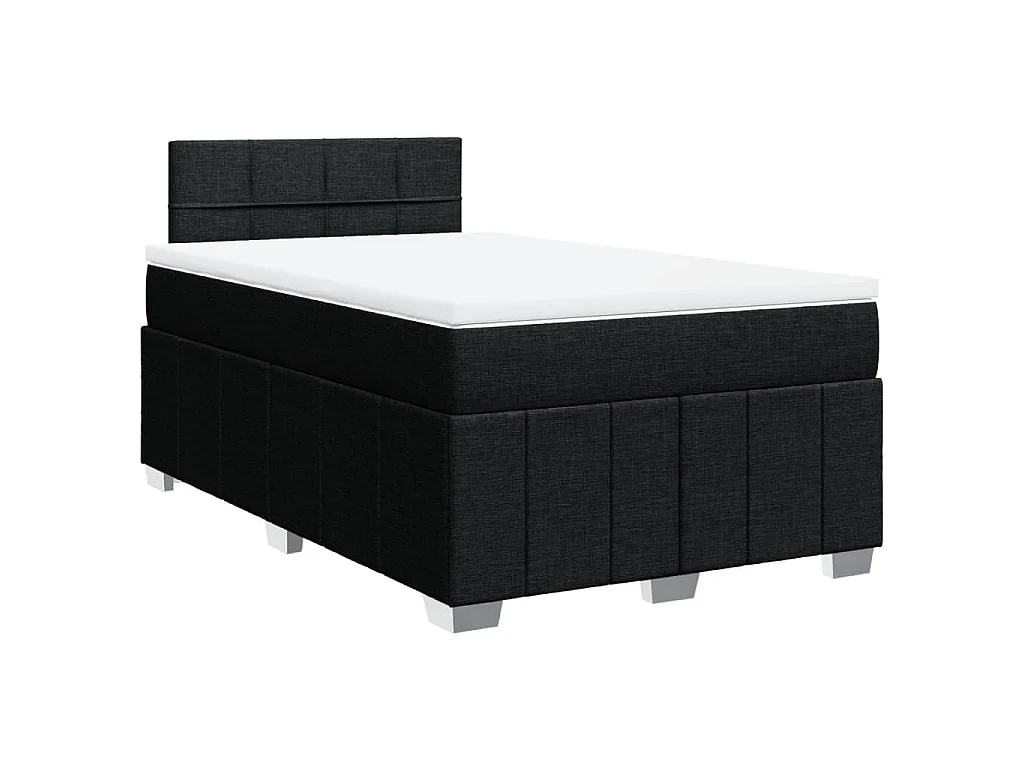 Cama boxspring com colchão 120x190 cm tecido preto