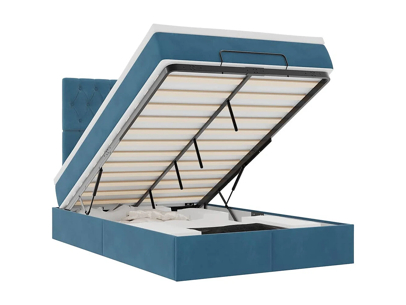 Ottoman bed met matrassen 120x200cm fluweel donkerblauw