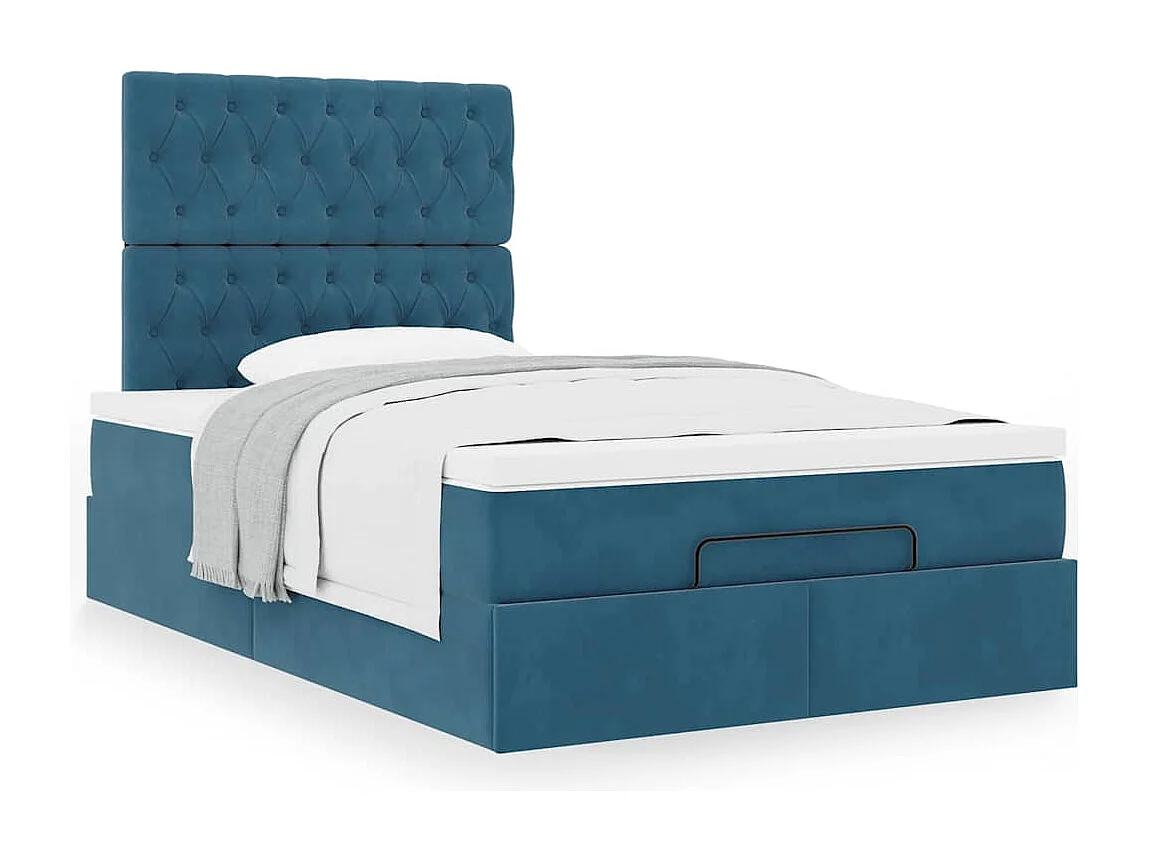 Ottoman bed met matrassen 120x200cm fluweel donkerblauw