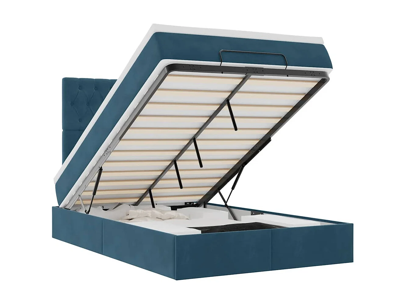 Ottoman bed met matrassen 120x200cm fluweel donkerblauw