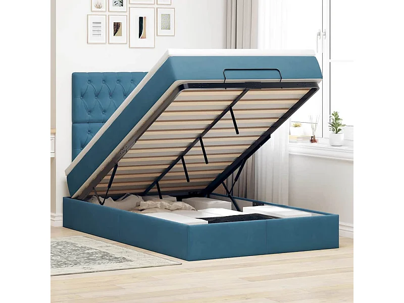 Ottoman bed met matrassen 120x200cm fluweel donkerblauw