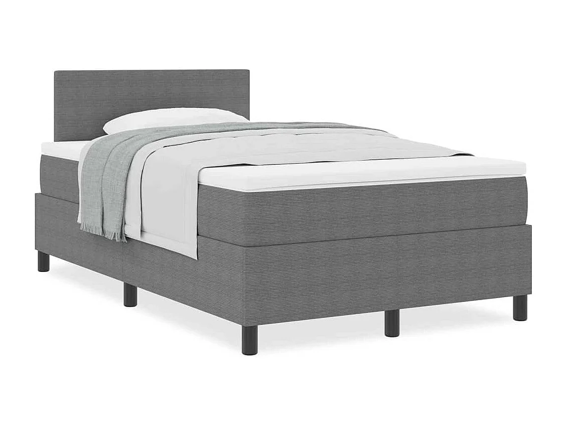 Lit à ressorts Manuel Gris clair, Blanc 203 x 120 x 88 cm