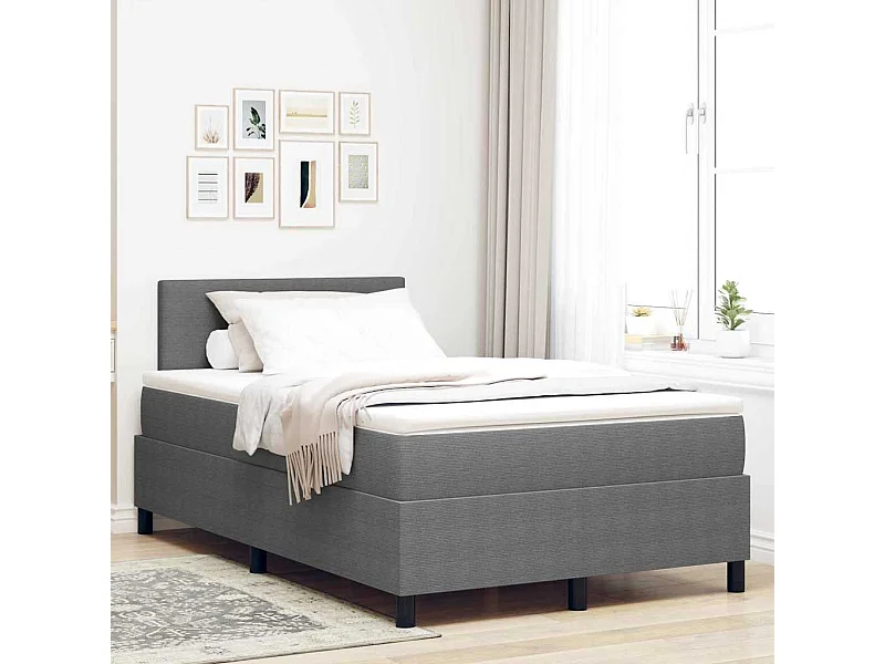 Lit à ressorts Gris clair et blanc 203 x 120 x 88 cm