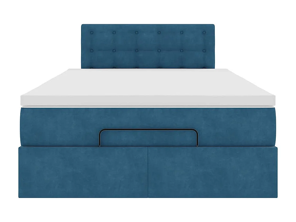 Cadre de lit ottoman avec matelas bleu foncé 120x200 cm velours