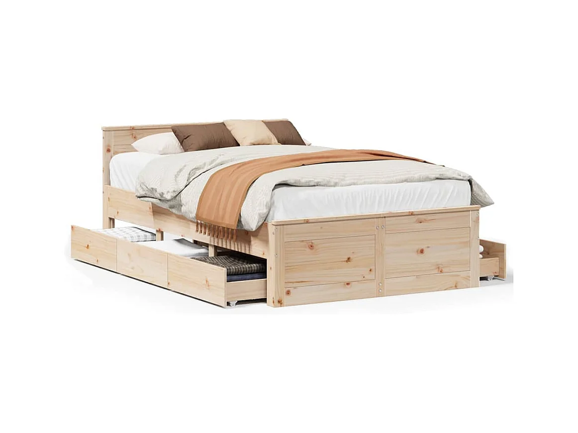 Cadre de lit sans matelas avec tête de lit 120x200 cm bois pin